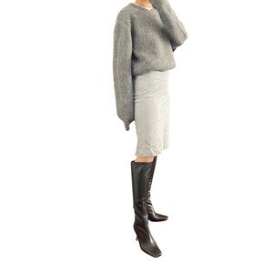 Miss K Gray A-line Skirt with Lace Trimming Size S